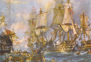 Landscapes Painting - The Victory at the Battle of Trafalgar After Breaking Through the Enemys Line